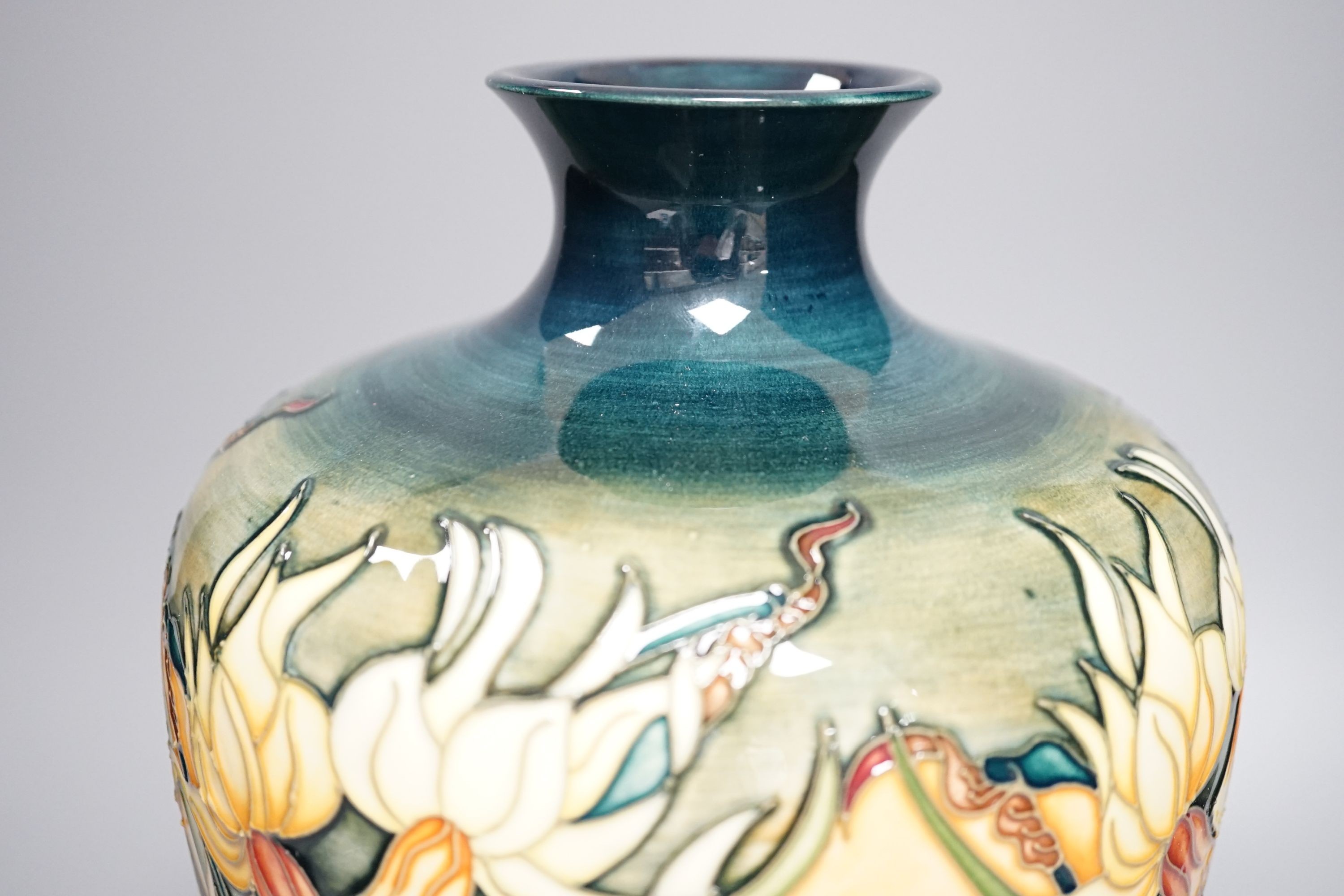 A Moorcroft Ode to Spring pattern ovoid vase, dated 2002, signed Rachel Bishop, limited-edition 113/150, in original box